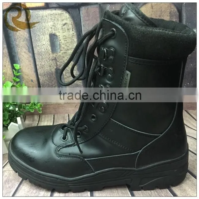 Wholesale top quality leather black army military tactical boots