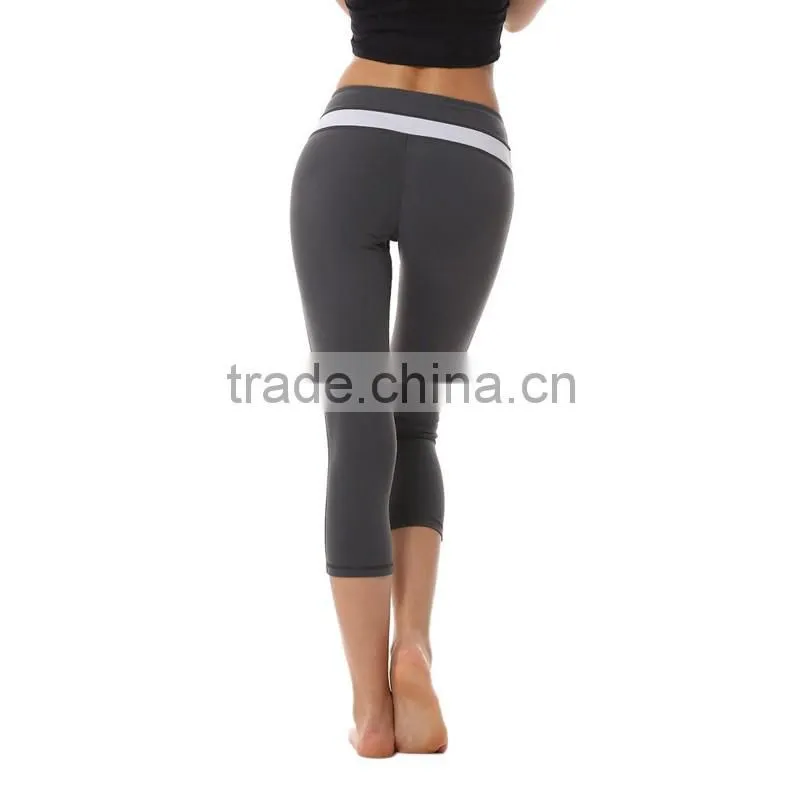 2016 Factory manufacturer 3/4 length mix color on waist women workout leggings