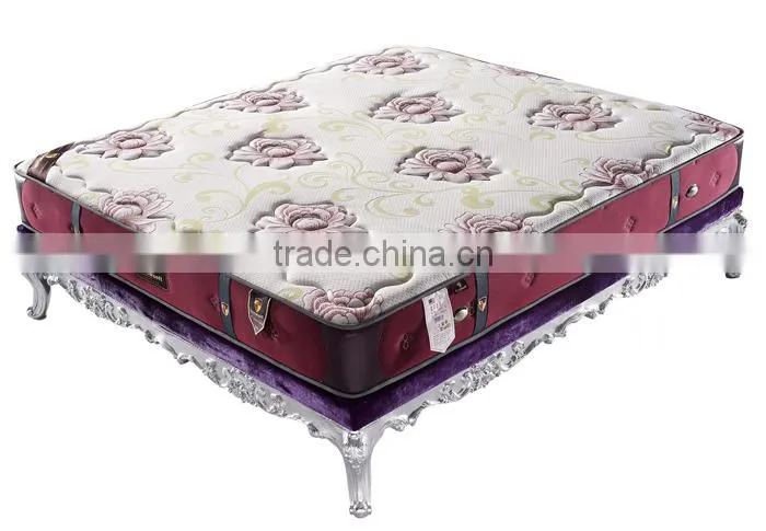 royal bed compress memory foam pocket coil spring mattress with red peony fabric