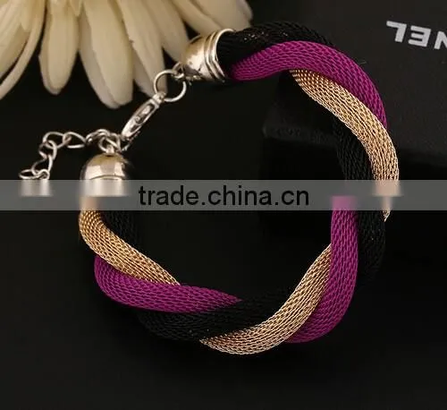 Gold Bangle Stainless Steel Twisted Cable Womens Bracelet Cuff Open End