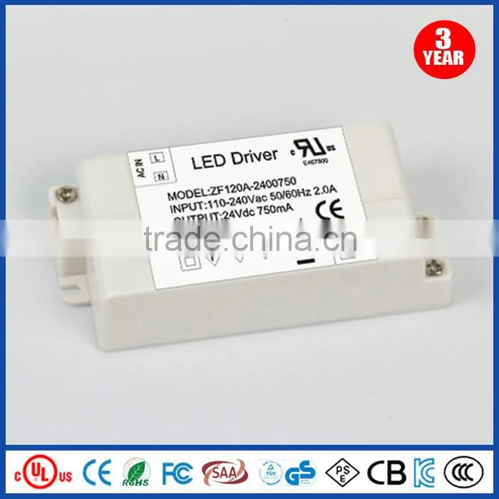 DC 24V/AC 110-240V constant current led driver 24V 0.75A for led lighting