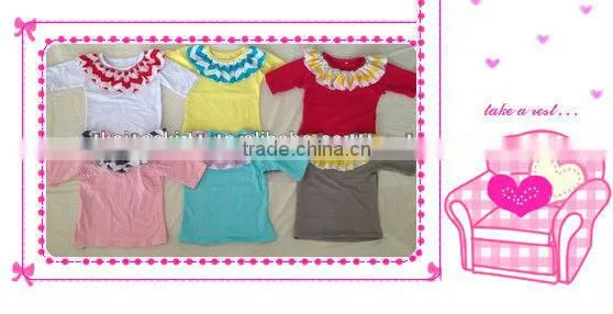 Wholesale baby clothes baby chevron ruffle shirt 100% cotton baby 3/4 ruffle shirts
