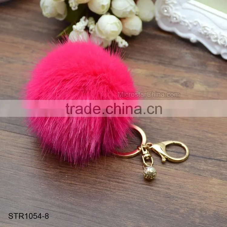 9cm Big Pom Pom Keychain Fake Fur Keychain For Promotion
