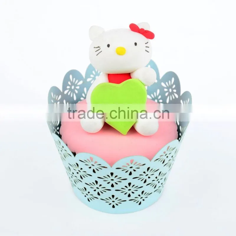 Laser cut shiny peal paper cupcake wrapper with customized designs