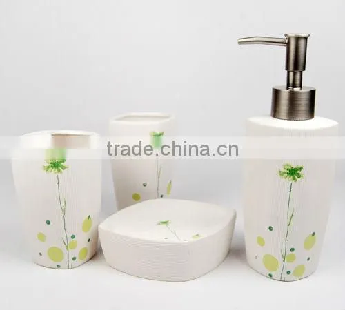 morden design ceramic decal floral bathroom set