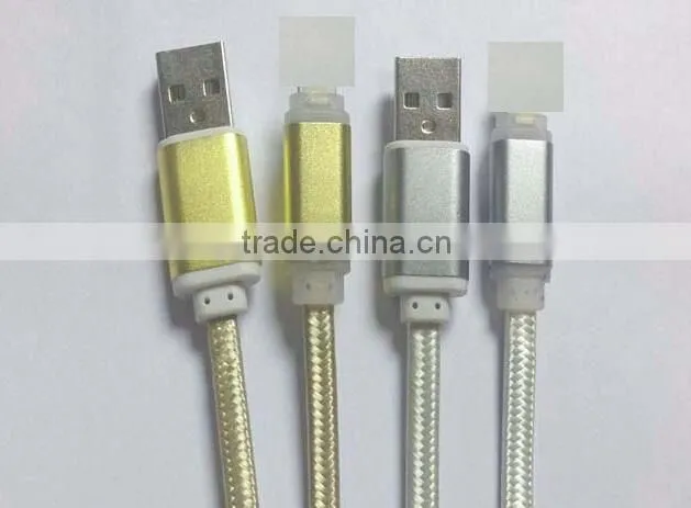 XO metal data cable with embedded LED flash light for Apple