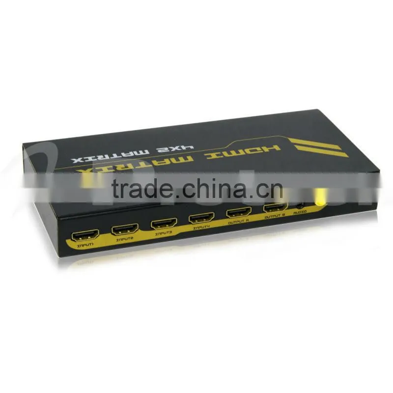 hdmi switch splitter 4x2 AUDIO COAX SPDIF out PET0402A