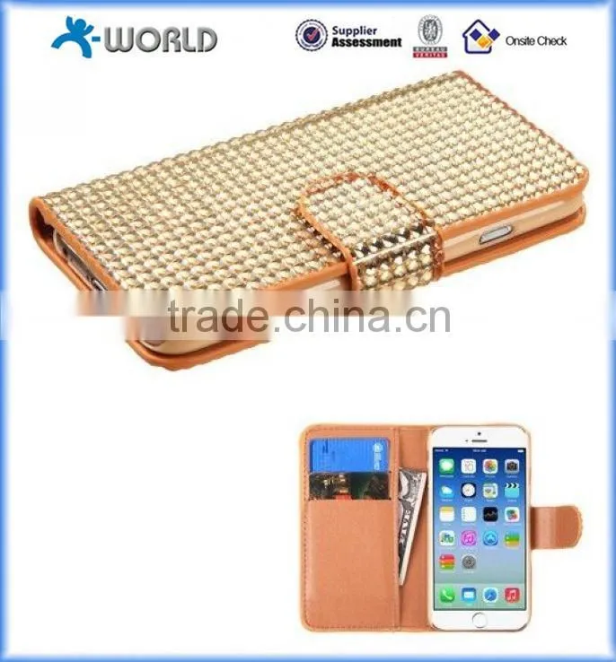 Slim Bling diamond Leather Hard Case for iPhone 6S with card slot