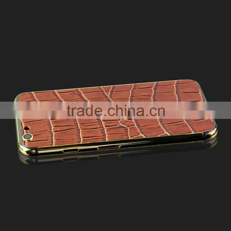 croco/bull leather gold 24ct plat back housing bezel for iPhone 6 Plus, 5.5 inch