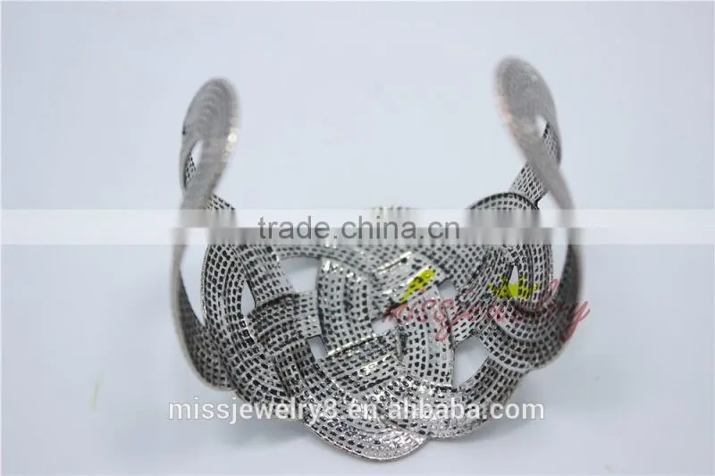 Fashion Silver Knitted Twisted Metal Women Wide Bracelet Fake Woven Cuff bracelets Bangles for 2016 New Accessory