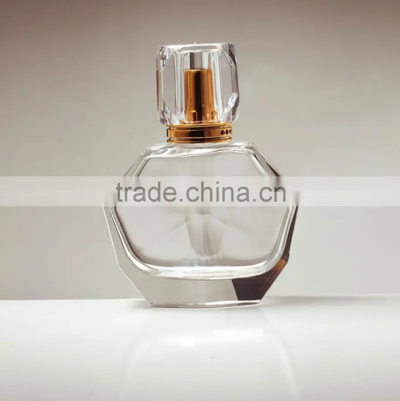 Customize shaped high white glass perfume bottle