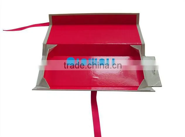 luxury custom design folded hair extension box packaging box with satin ribbon