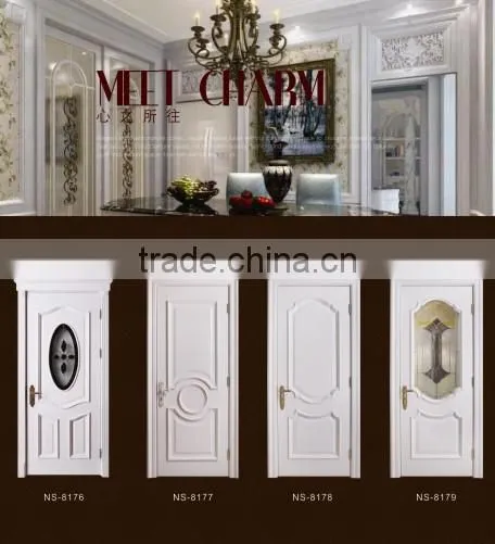Simple design modern white interior solid wooden door
