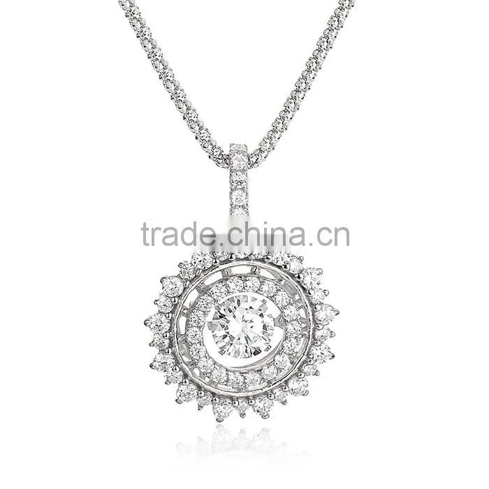 Sterling Silver Fancy Dancing Stone Pendant Necklace Designs For Girls