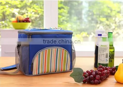 Promotional 600D Striped Cooler Bags W/ Strap