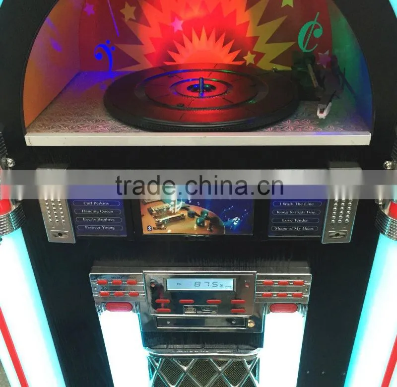 Full Size Classic 7-Color Changing LED Vinyl Jukebox for pinball / billard game room