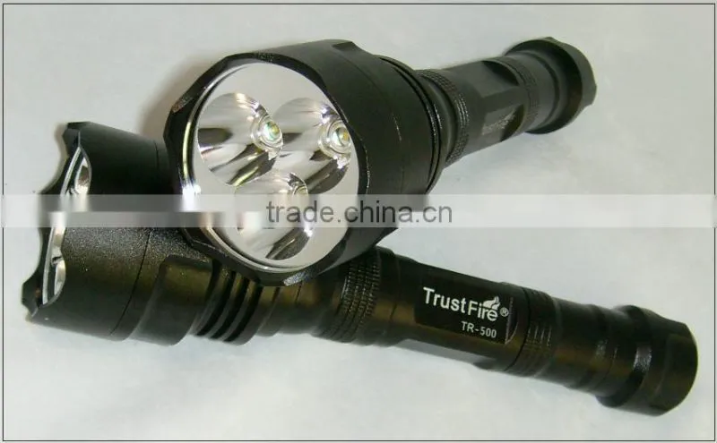TrustFire 500lm TR-500 three cree XP-E Q5 three color red,blue,green police security flashlight