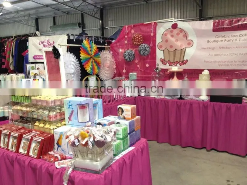 100%Polyester Gathered Edge Table Cover Pleated Table Cloth