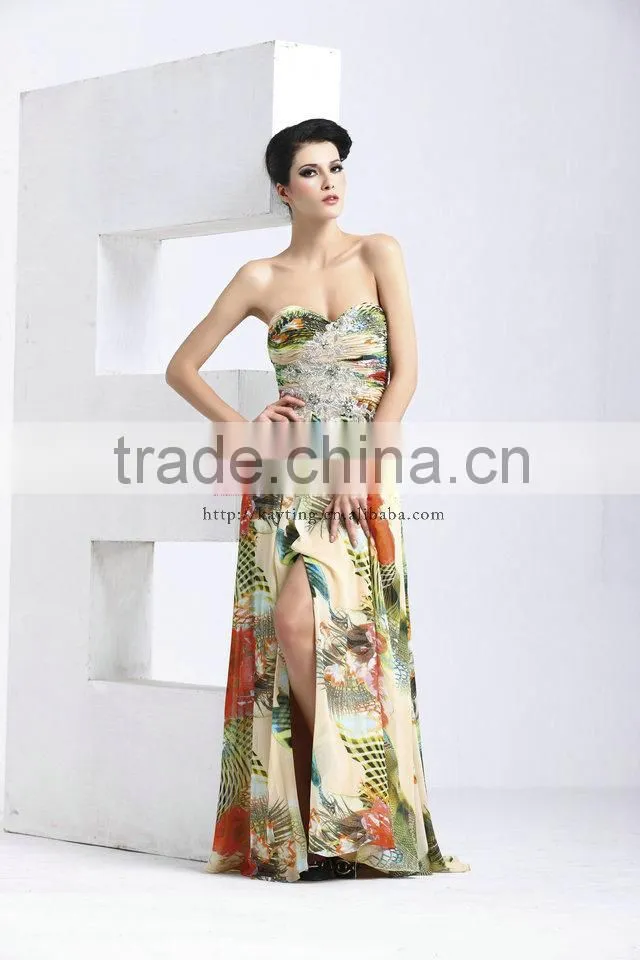 Trendy amazing style off shoulder sleeveless formal dress sexy front slit wedding dresses