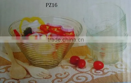 Wide mouth glass material salad bowl dinnerware
