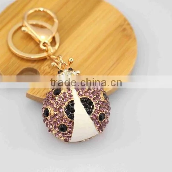 2014 Cute Animal Rhinestone Coccinella Key Chain, Gift Bag Pendant ZTKC-120