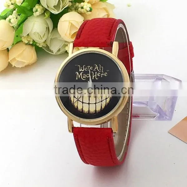 Fashion " we're all mad here" Leather Watch Design