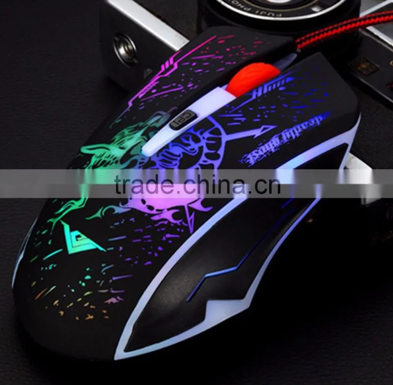 Adjustable 1200 1600 2400 DPI 6 Buttons Game Mouse with Backlight Plug and Play