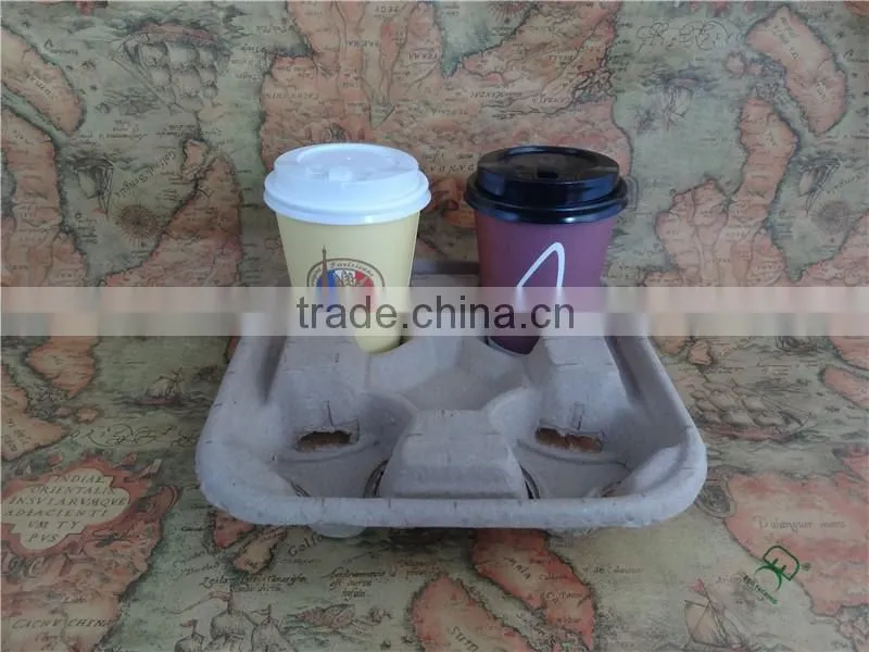 4-pack cheap paper pulp material tray for paper cup