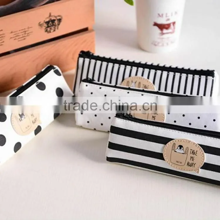 wholesale customizable clear unbranded school white canvas pencil case for teenagers