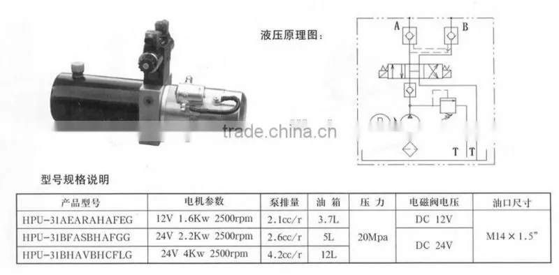 used 24v hydraulic power unit pump