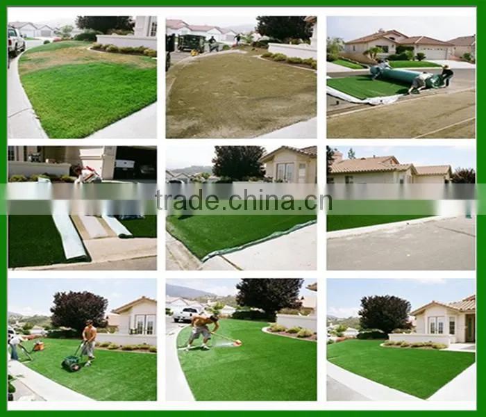 Two green colors artificial grass for home ornament and kindergarten palyground adornment