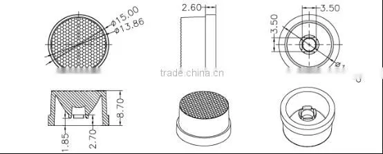 ILENSTECH lens 15/30/45/10*65 in degree for 3535 3030 2525 3528 led lens