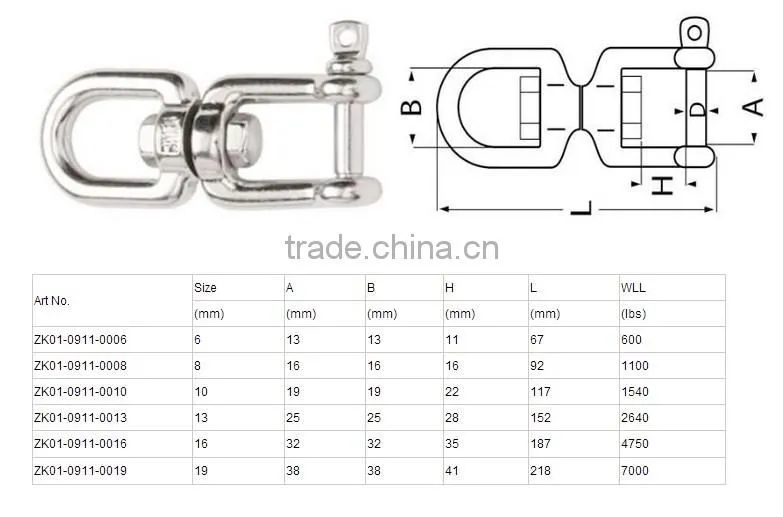 Stainless Steel Chain Swivels Jaw and Eye/Rotating Ring 402