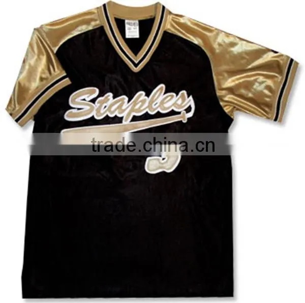 shiny gold color sleeves quilted softball uniforms wholesale