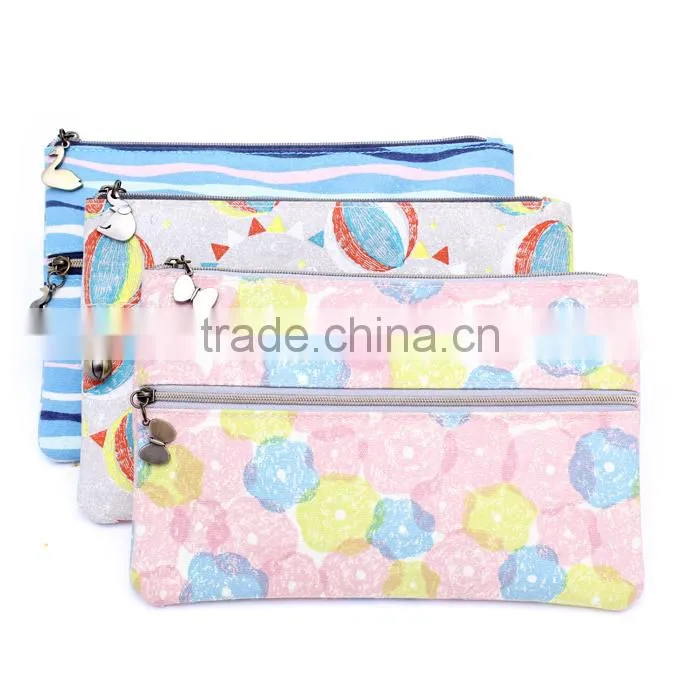 2015 new printed small cotton canvas zipper bag