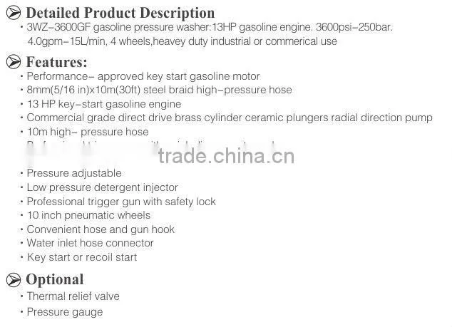 2013 CE approved 13hp gasoline high pressure washer engine fuel solar panel cleaning system