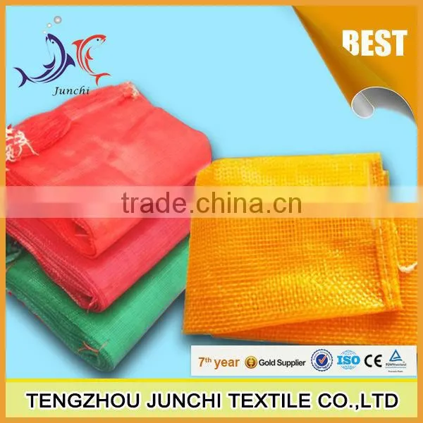 high-strength orange plastic pp leno drawstring mesh bag