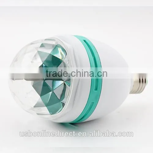 Fashionable 3W E27 RGB led crystal magic ball light Led Rotating Lamp