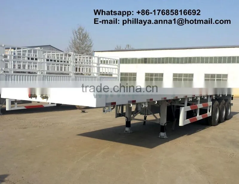 good factory3 Axles drop deck flat bed semi trailer for transport container trailer