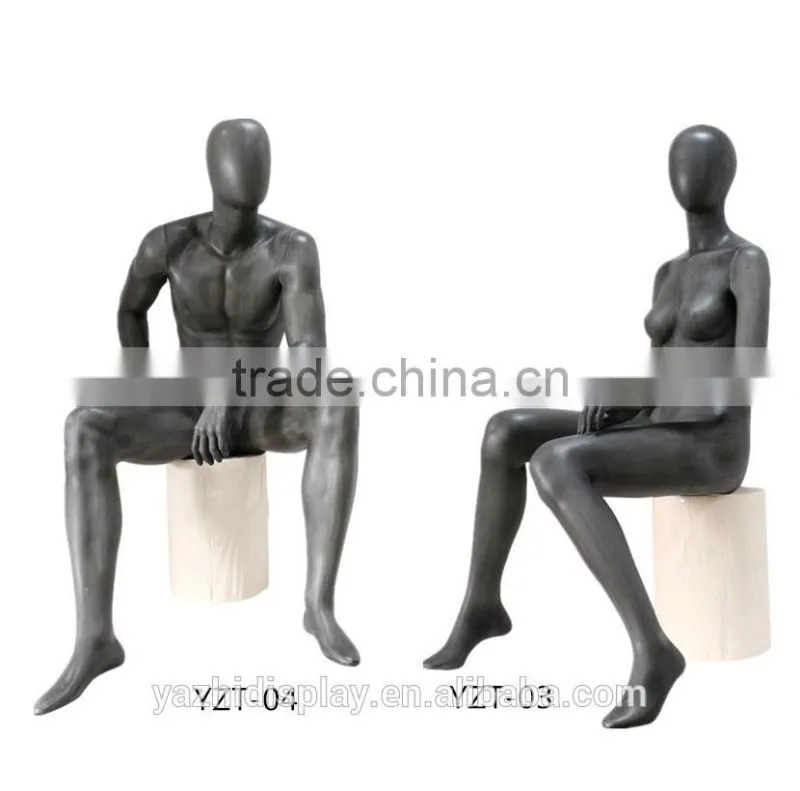 Fiberglass Male Fashion Realistic Sitting Mannequin for window display