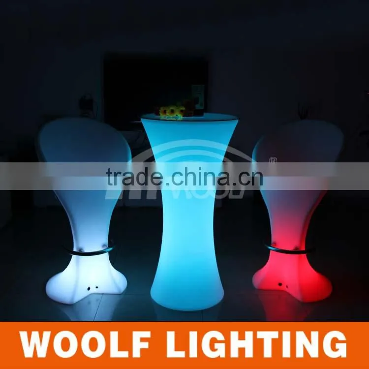 PE Plastic rechargeable LED round cocktail table furniture