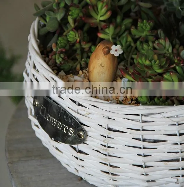 Handmade wicker woven flower pot garden flower basket