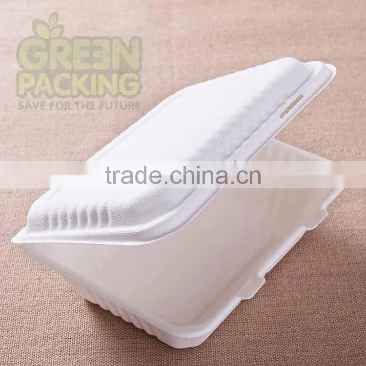 Biodegradable sugarcane bagasse 1000ml food container 9x6 inch