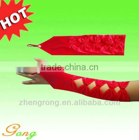 Fashion Wedding Blue Satin Gloves