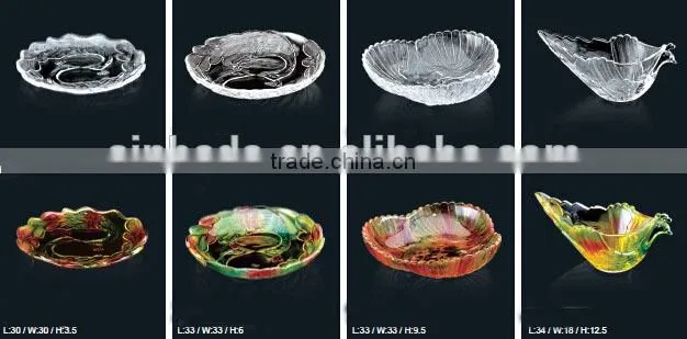 Crystal glass peafowl shape glass bowl for candy,fruit,snacks