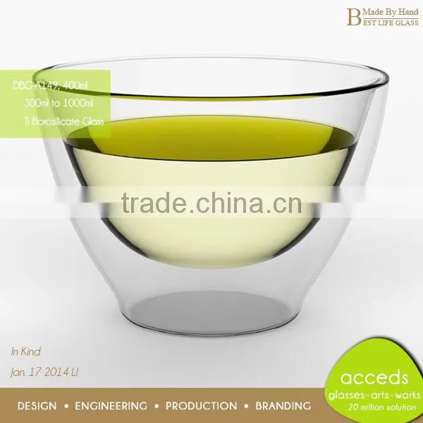 Newest Double Layer Pyrex Glass Icecream Bowl