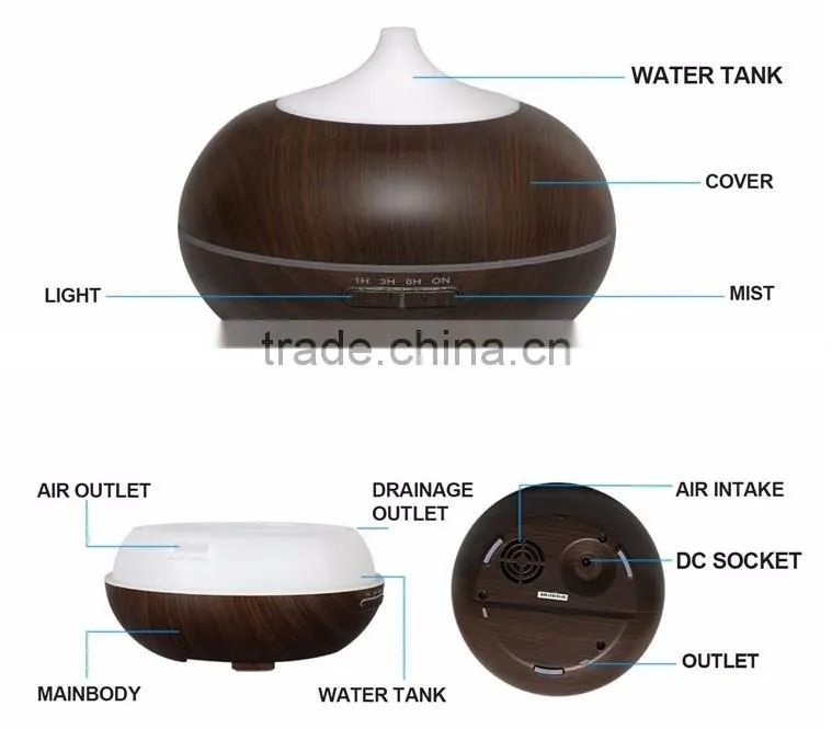 300ml Wholesale electric ultrasonic wood grain essential oil diffuser