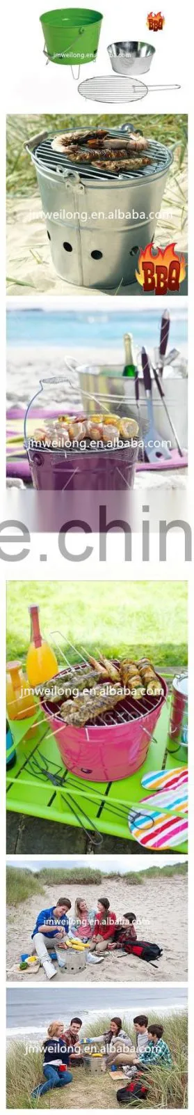 New Arrival Bucket Design Portable BBQ Grill/bucket GRILL/portable BBQ GRILL with wooden handle