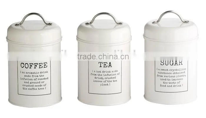 Vintage Style Cream Enamel Garlic Storage Tin