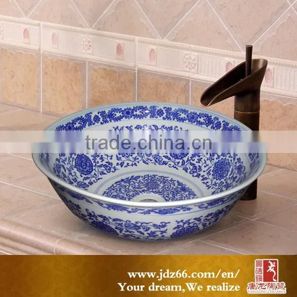 Blue and white deep wash basin sink for hair wash basin